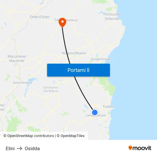 Elini to Osidda map