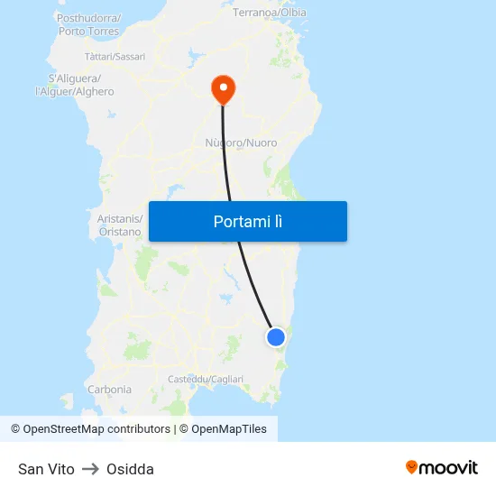 San Vito to Osidda map
