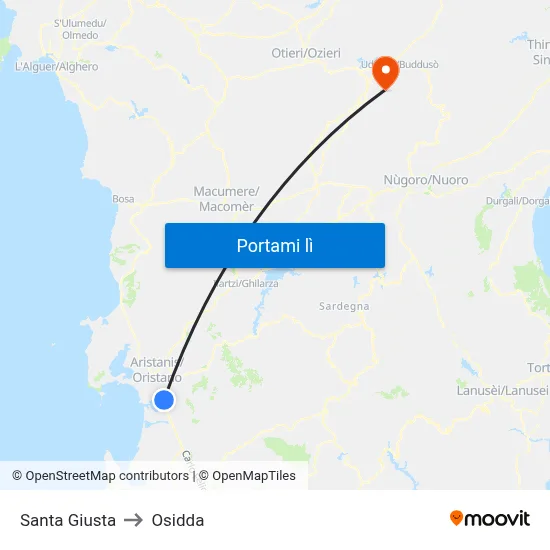Santa Giusta to Osidda map
