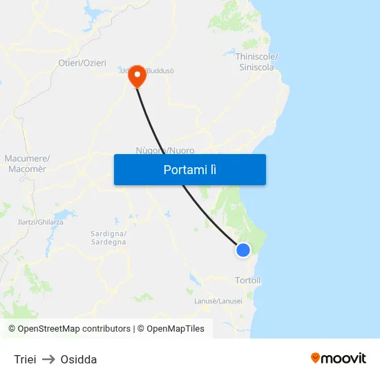 Triei to Osidda map