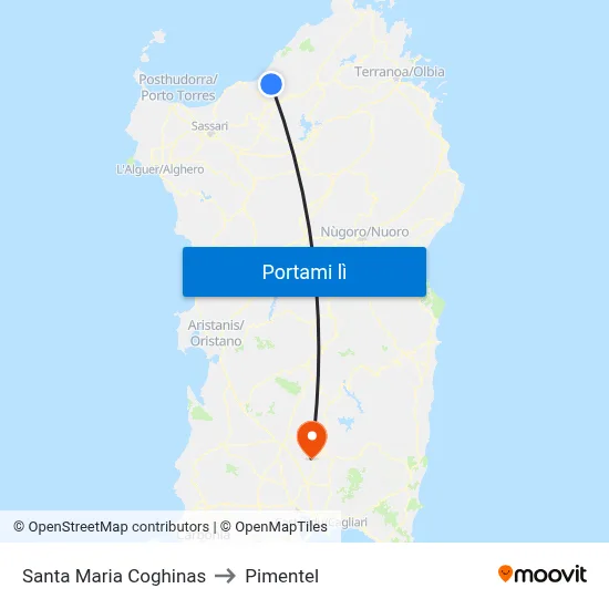 Santa Maria Coghinas to Pimentel map