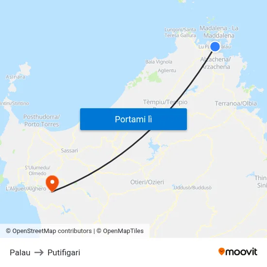 Palau to Putifigari map