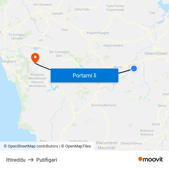 Ittireddu to Putifigari map