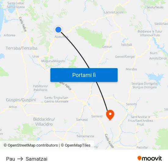 Pau to Samatzai map