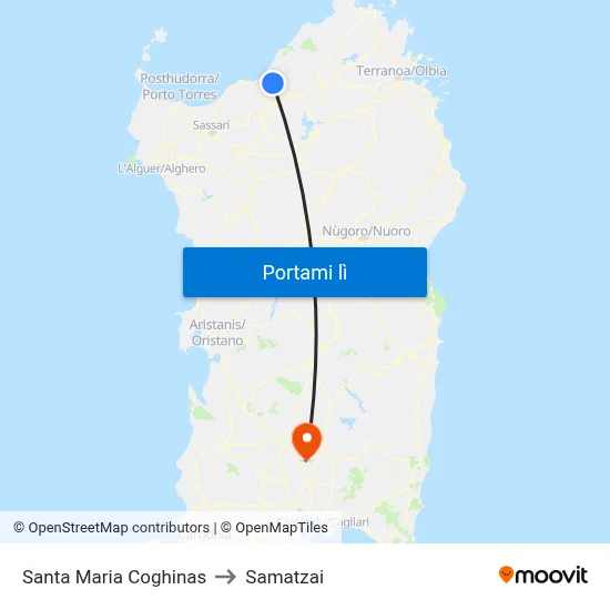 Santa Maria Coghinas to Samatzai map