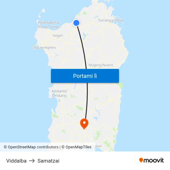 Viddalba to Samatzai map