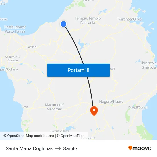 Santa Maria Coghinas to Sarule map