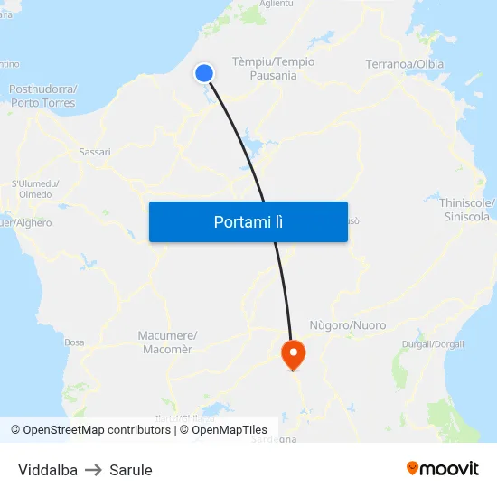 Viddalba to Sarule map