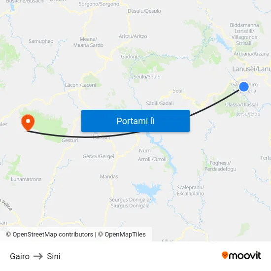 Gairo to Sini map