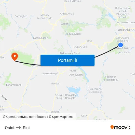 Osini to Sini map