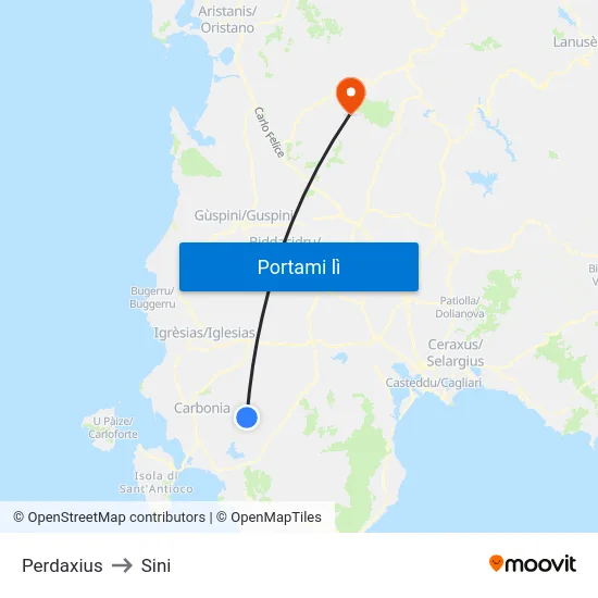 Perdaxius to Sini map