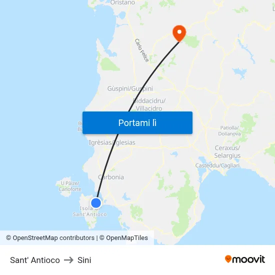 Sant' Antioco to Sini map