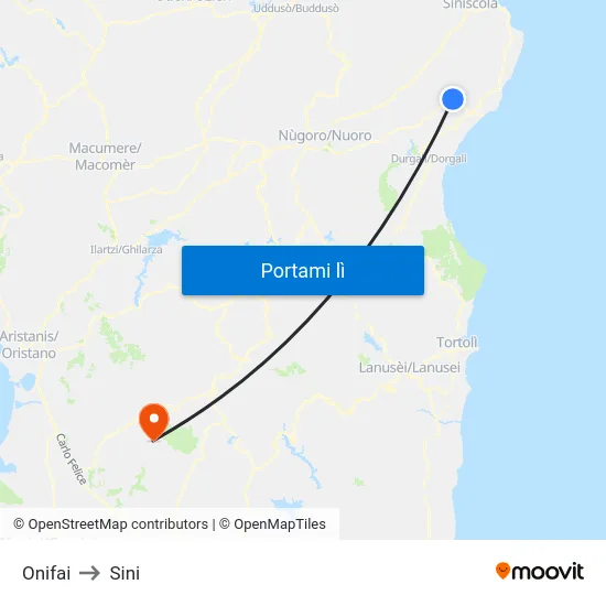 Onifai to Sini map