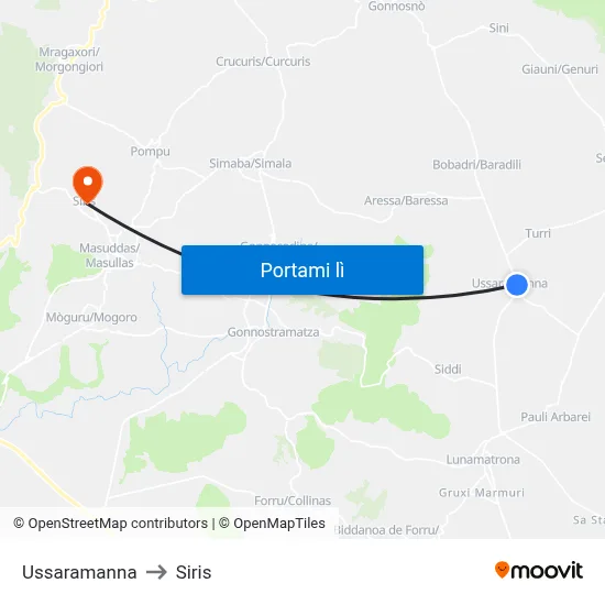 Ussaramanna to Siris map