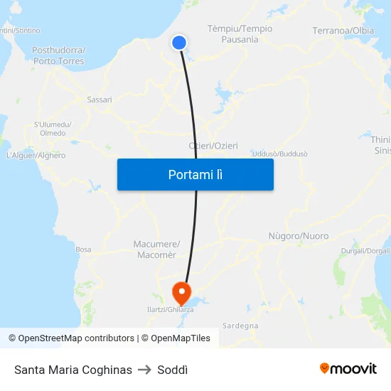 Santa Maria Coghinas to Soddì map