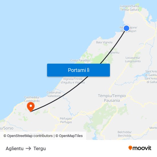 Aglientu to Tergu map