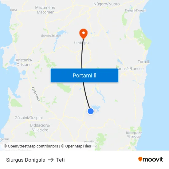 Siurgus Donigala to Teti map