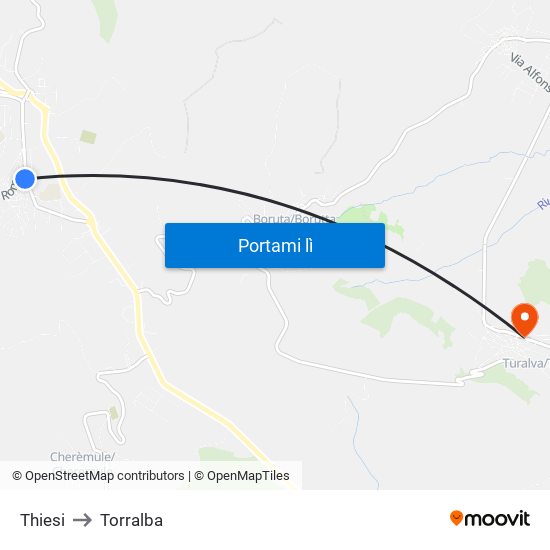 Thiesi to Torralba map