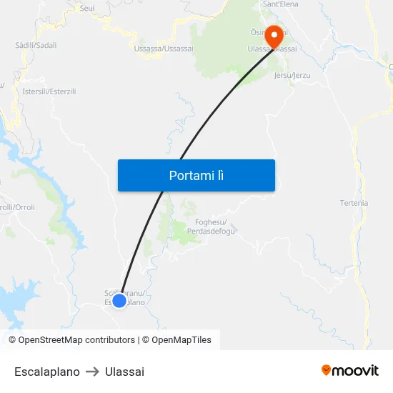 Escalaplano to Ulassai map