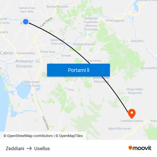 Zeddiani to Usellus map