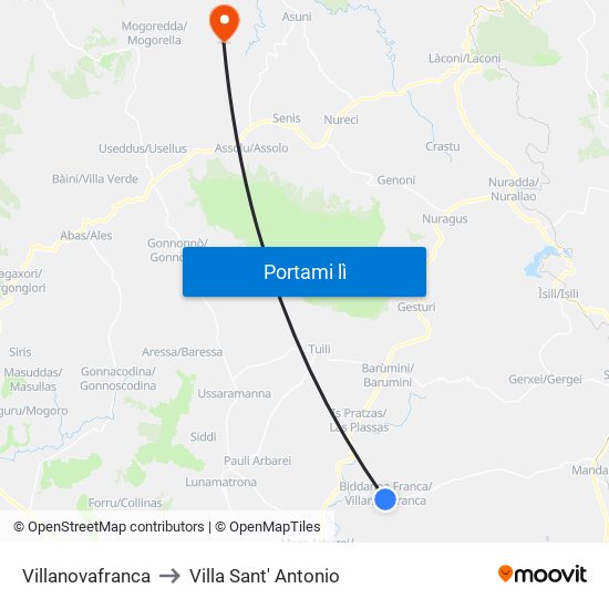 Villanovafranca to Villa Sant' Antonio map