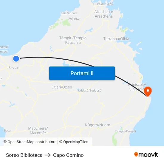 Sorso Biblioteca to Capo Comino map