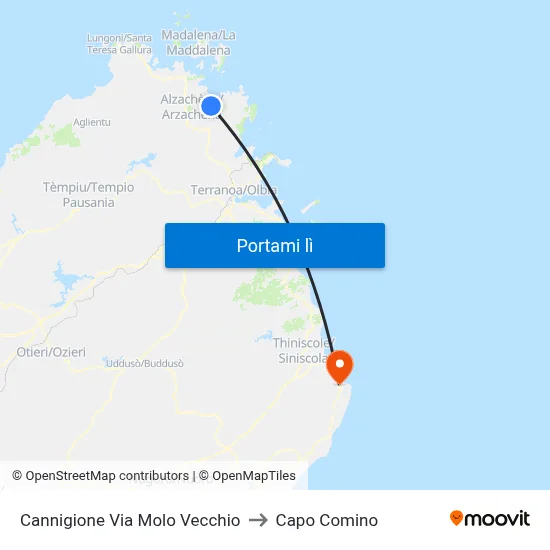 Cannigione Via Molo Vecchio to Capo Comino map