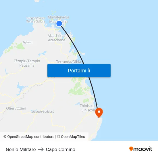 Genio Militare to Capo Comino map