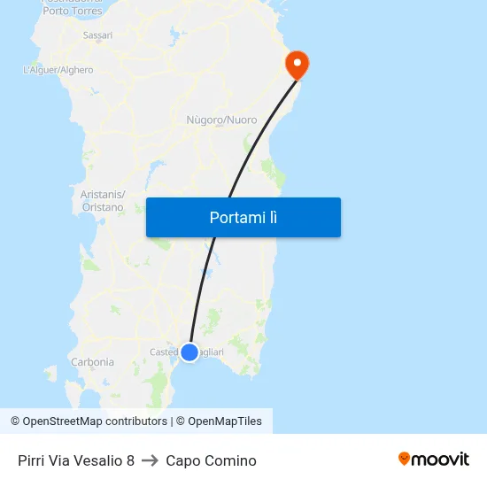 Pirri Via Vesalio 8 to Capo Comino map