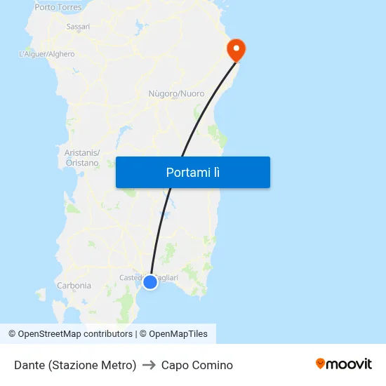 Dante (Stazione Metro) to Capo Comino map