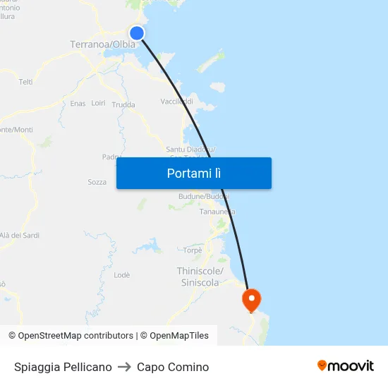 Spiaggia Pellicano to Capo Comino map