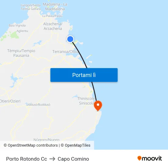 Porto Rotondo Cc to Capo Comino map