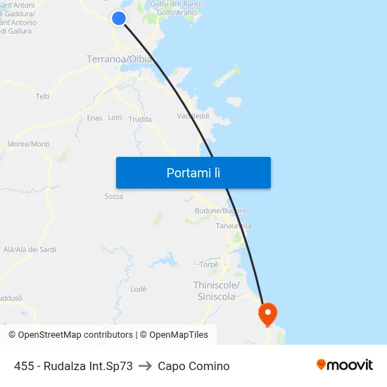 Rudalza Int.Sp73 to Capo Comino map