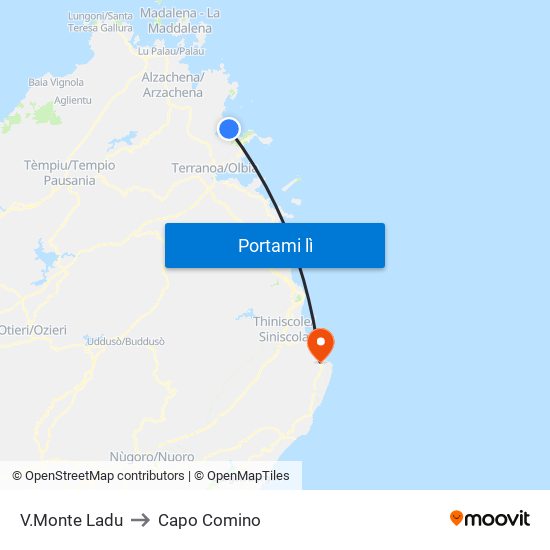 V.Monte Ladu to Capo Comino map