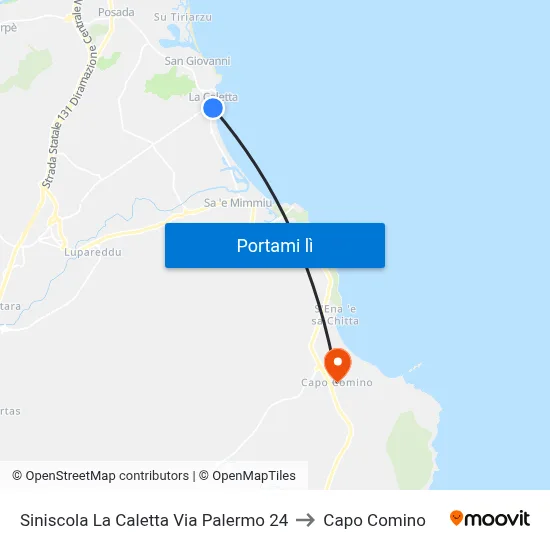 Siniscola La Caletta Via Palermo 24 to Capo Comino map
