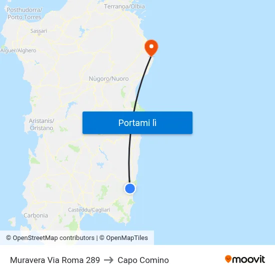 Muravera Via Roma 289 to Capo Comino map