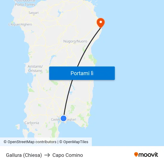 Gallura (Chiesa) to Capo Comino map