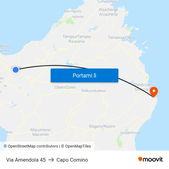 Via Amendola 45 to Capo Comino map