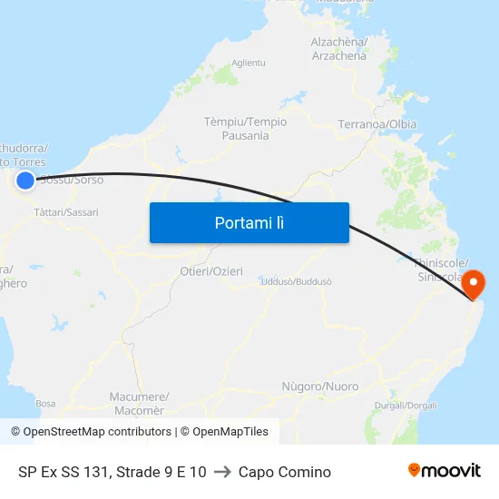 SP Ex SS 131, Strade 9 E 10 to Capo Comino map