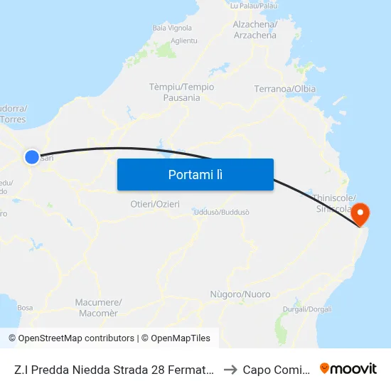 Z.I Predda Niedda Strada 28 Fermata 2 to Capo Comino map