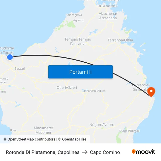 Rotonda Di Platamona, Capolinea to Capo Comino map
