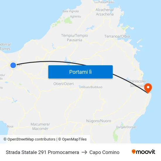 Strada Statale 291 Promocamera to Capo Comino map
