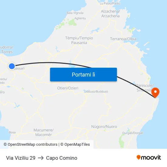 Via Viziliu 29 to Capo Comino map