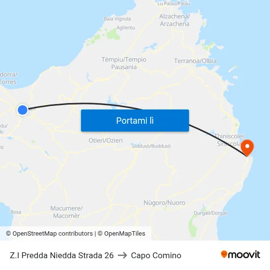Z.I Predda Niedda Strada 26 to Capo Comino map