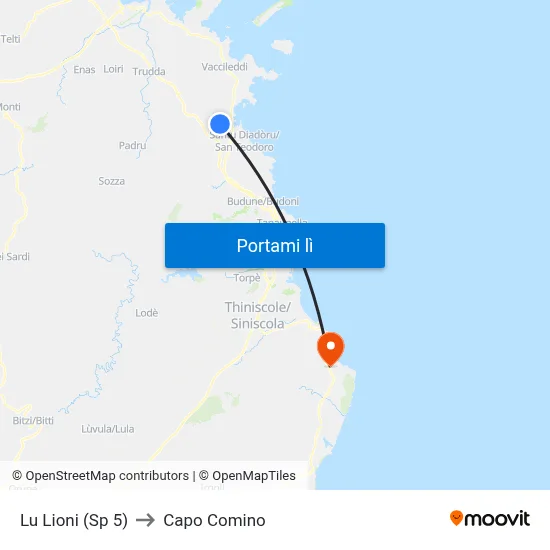 Lu Lioni (Sp 5) to Capo Comino map
