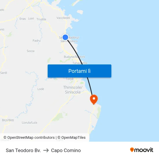 San Teodoro Bv. to Capo Comino map