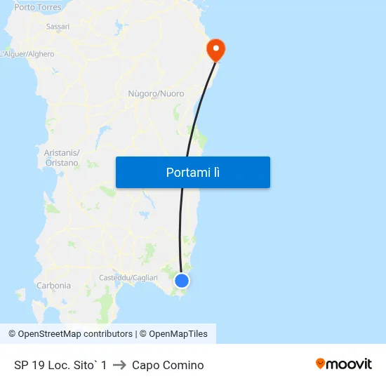 SP 19 Loc. Sito` 1 to Capo Comino map