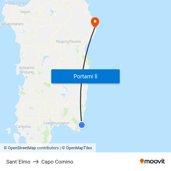 Sant`Elmo to Capo Comino map