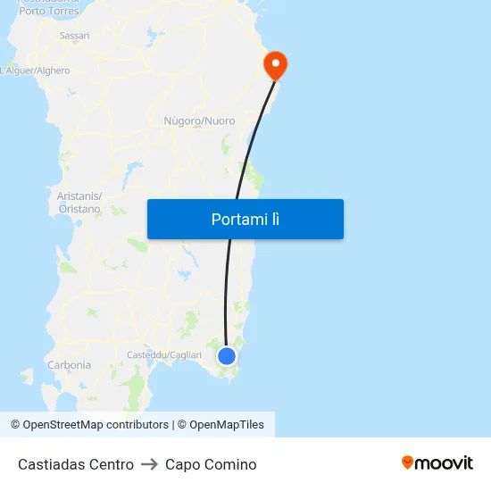 Castiadas Centro to Capo Comino map