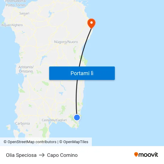 Olia Speciosa to Capo Comino map